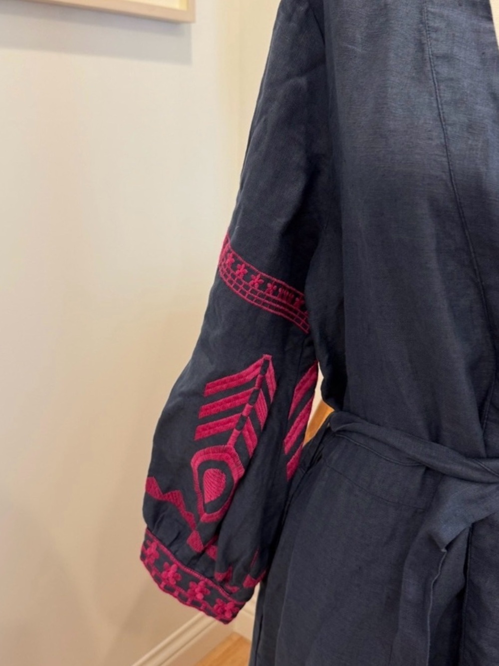 Greek Archaic Kori Feather Linen MIDI Dress Navy NWT - Picture 11 of 11